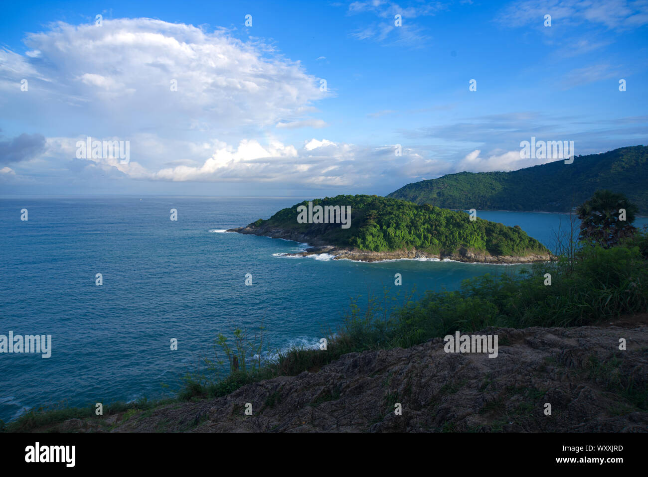 Cloudy day at Promthep Cape in Phuket Thailand Stock Photo