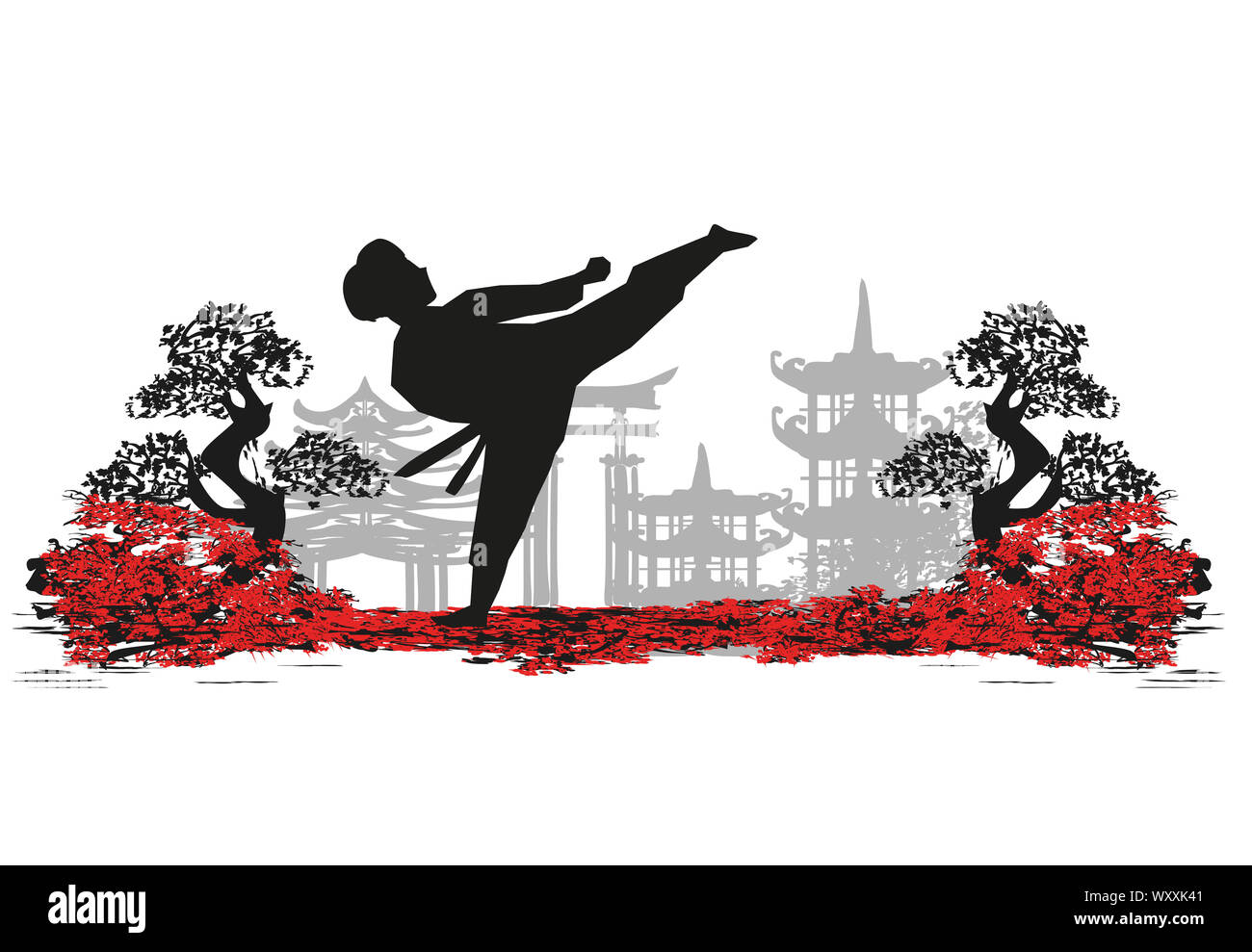 Creative abstract illustration of karate fighter Stock Photo - Alamy