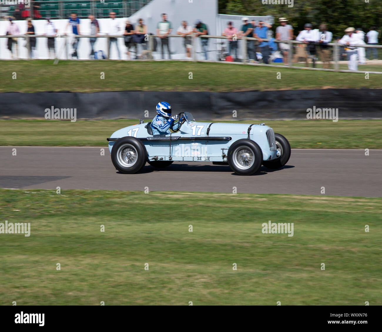 Roland Wettstein drives his 1936 Parnell-MG Magnette K3 racing car at the 2019 Goodwood Revival Stock Photo