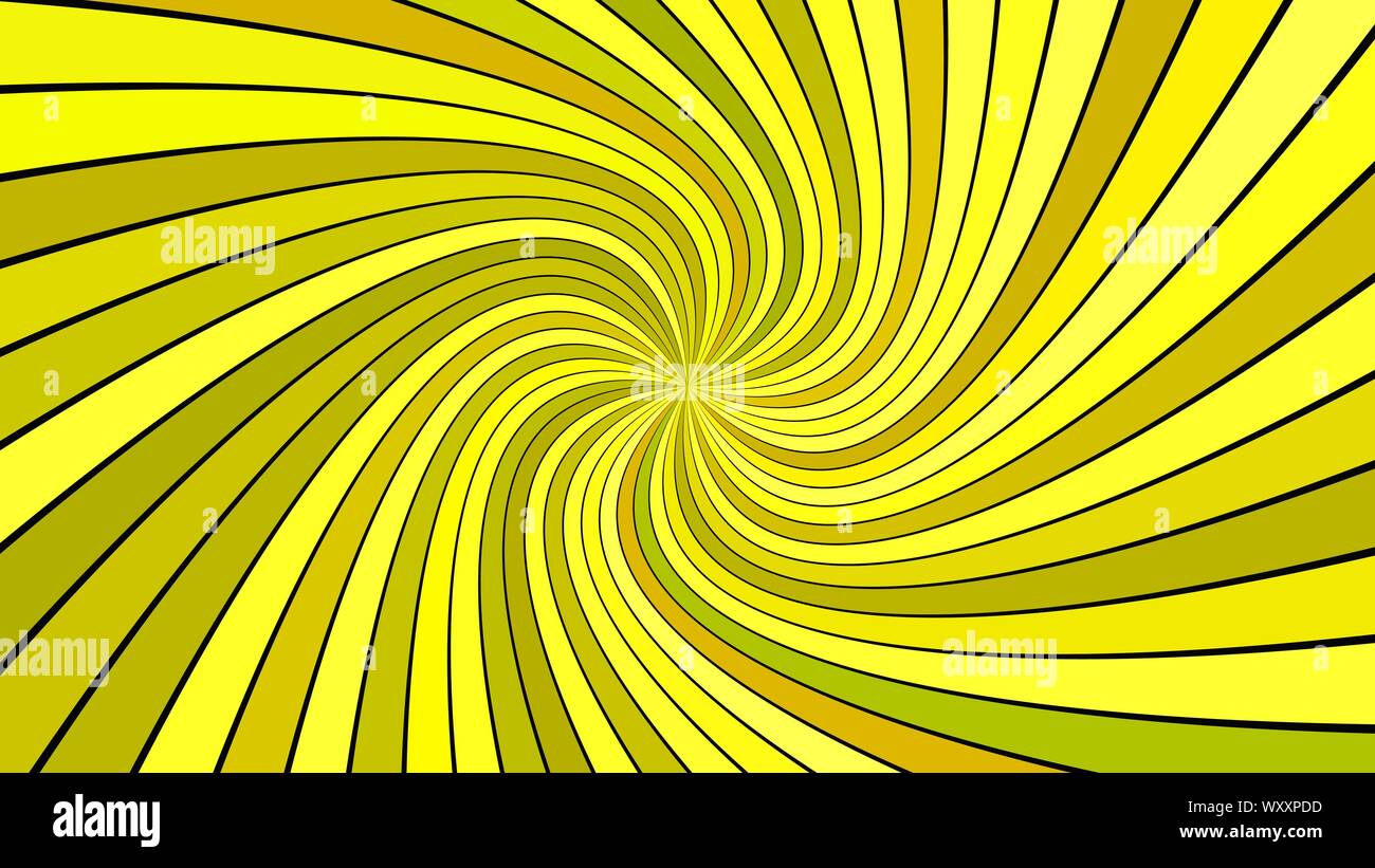 Yellow psychedelic abstract spiral ray burst stripe background - vector graphic Stock Vector