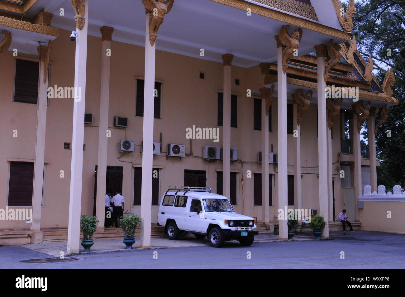 Old white Toyota Land Cruiser parked at The Royal Palace, Phnom Penh