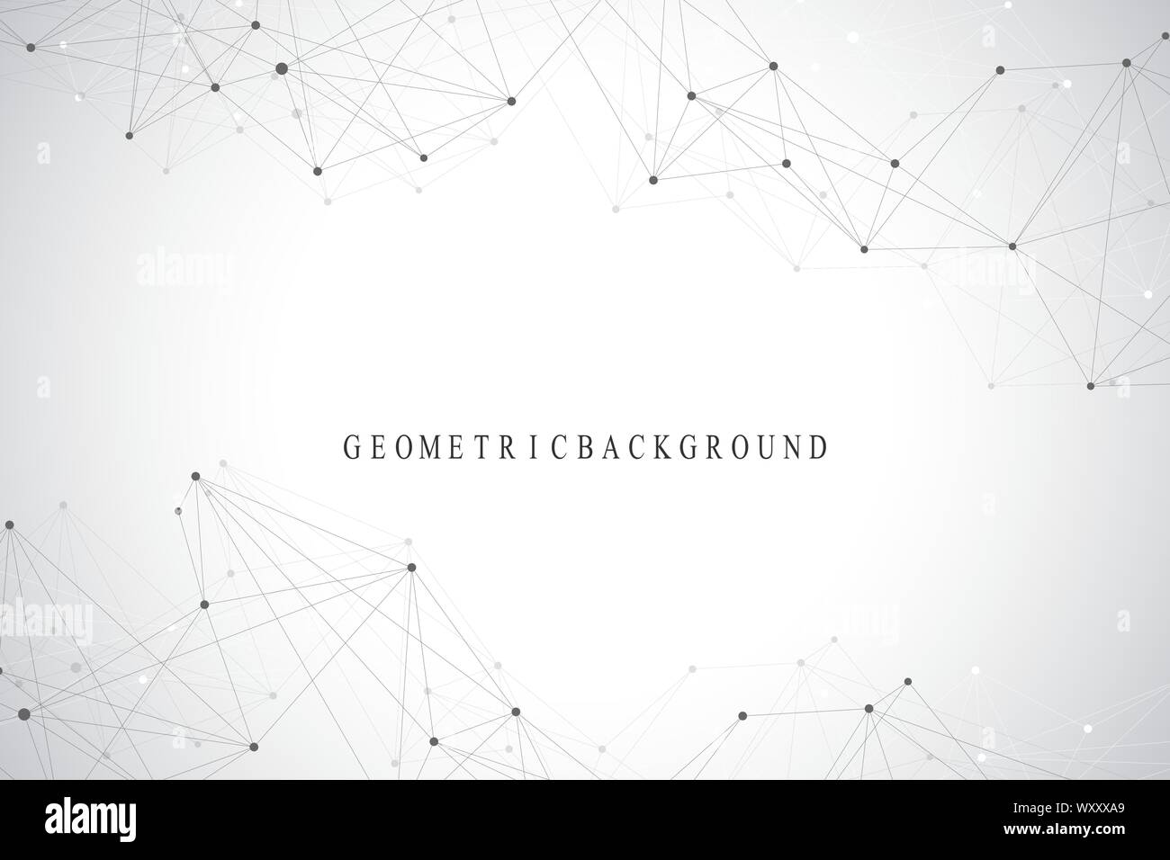 Geometric abstract background with connected line and dots. Network and ...