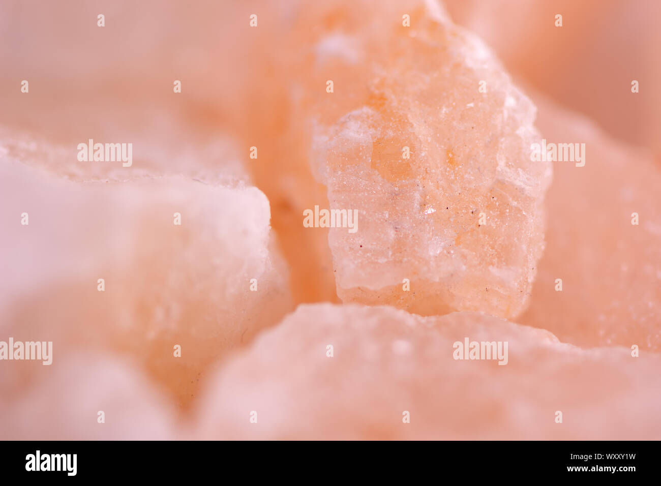 Himalayan salt rocks with bright crystals shot in macro. Stock Photo