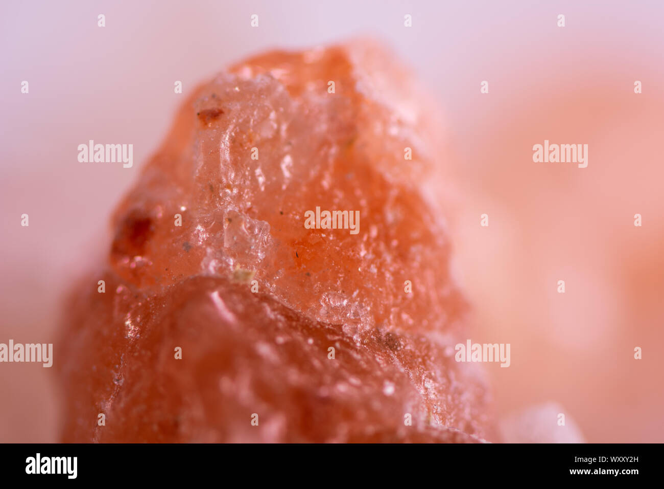 Himalayan salt rocks with bright crystals shot in macro. Stock Photo