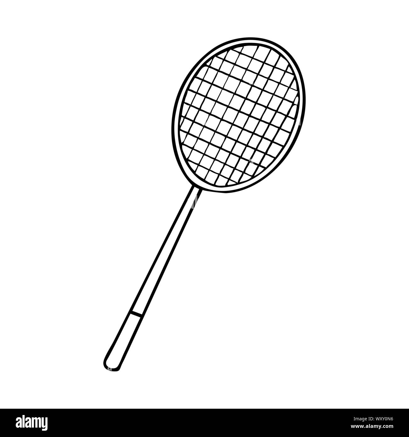 Black and white badminton racket on white backdrop Stock Vector