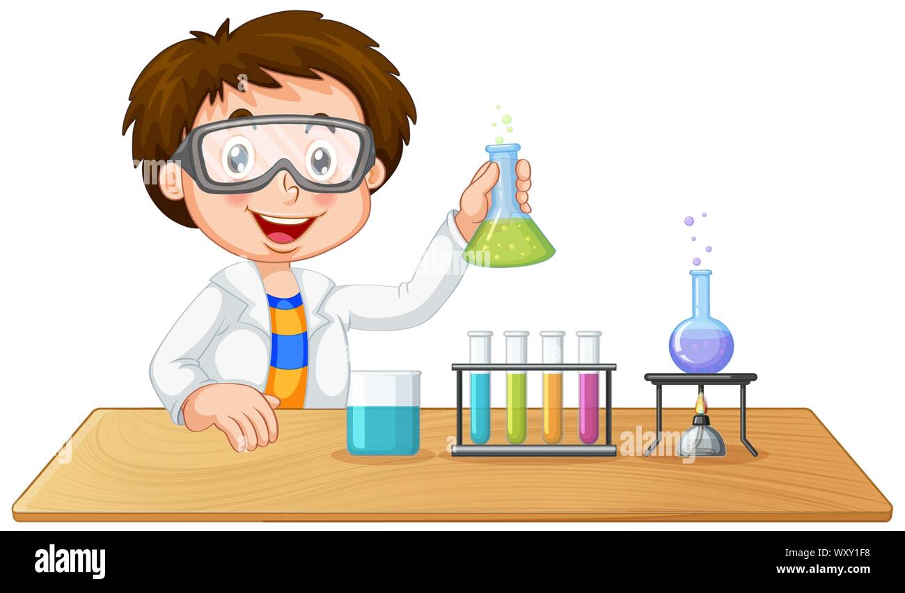 Young boy scientist in the lab isolated illustration Stock Vector Image &  Art - Alamy
