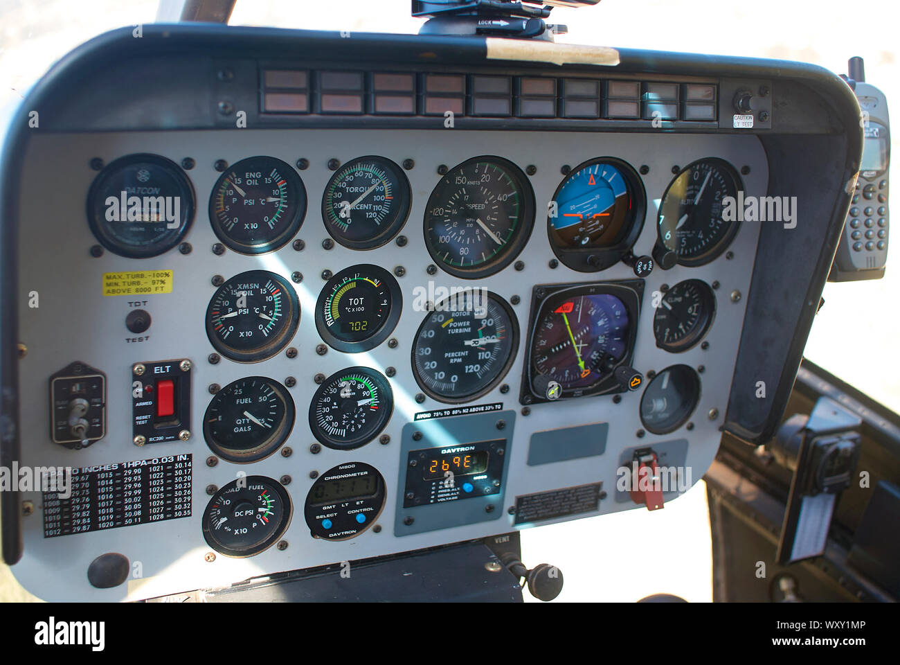 Bell 206 Jet Ranger cockpit close up (inflight Stock Photo Alamy
