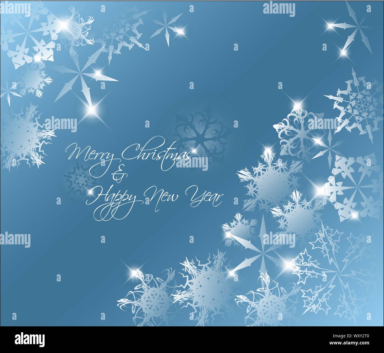 Vector blue abstract Christmas background with white snowflakes Stock ...
