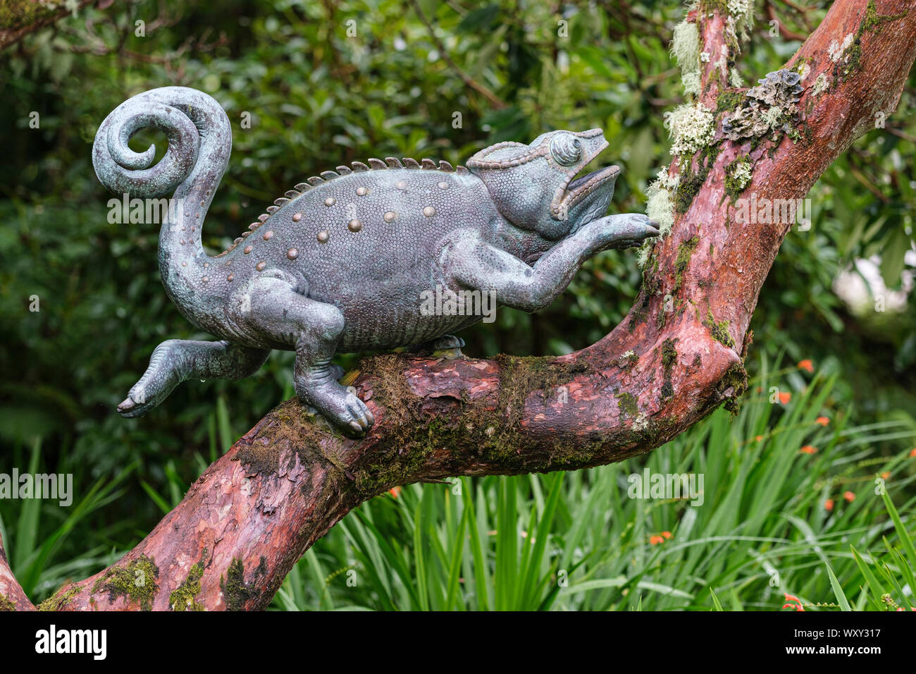 Gecko sculpture at Attadale Gardens, Wester Ross, Highlands of Scotland Stock Photo