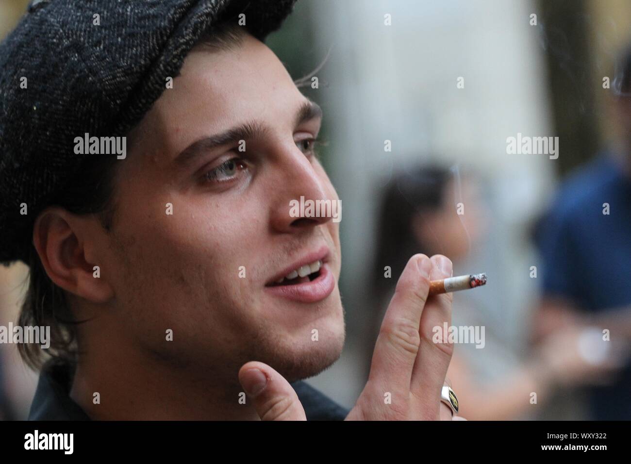 September 18, 2019, Athens, Greece: German actor JONAS DASSLER iin the center of Athens. Jonas Dassler visit Athens for the premiere of the move ''The Golden Glove'' (Der Goldene Handschuh) during The 25th Athens International Film Festival. (Credit Image: © Aristidis VafeiadakisZUMA Wire) Stock Photo