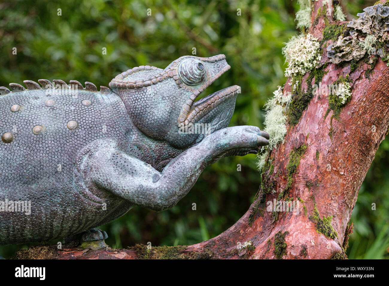 Gecko sculpture at Attadale Gardens, Wester Ross, Highlands of Scotland Stock Photo