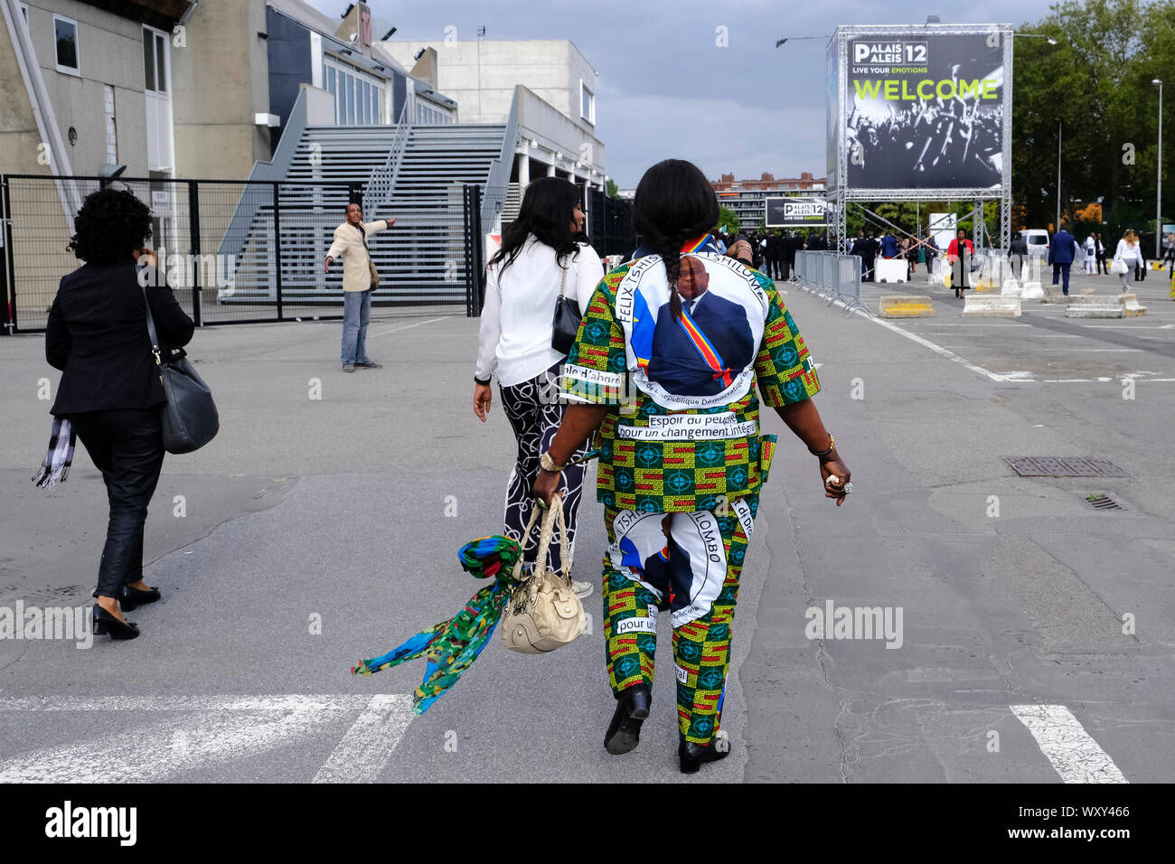 Brussels, Belgium. 18th September 2019. Supporters of Democratic Republic of Congo President Felix Tshisekedi gathered during a visit to the Congolese diaspora as part of the official visit of DR Congo President in Belgium. Credit: ALEXANDROS MICHAILIDIS/Alamy Live News Stock Photo