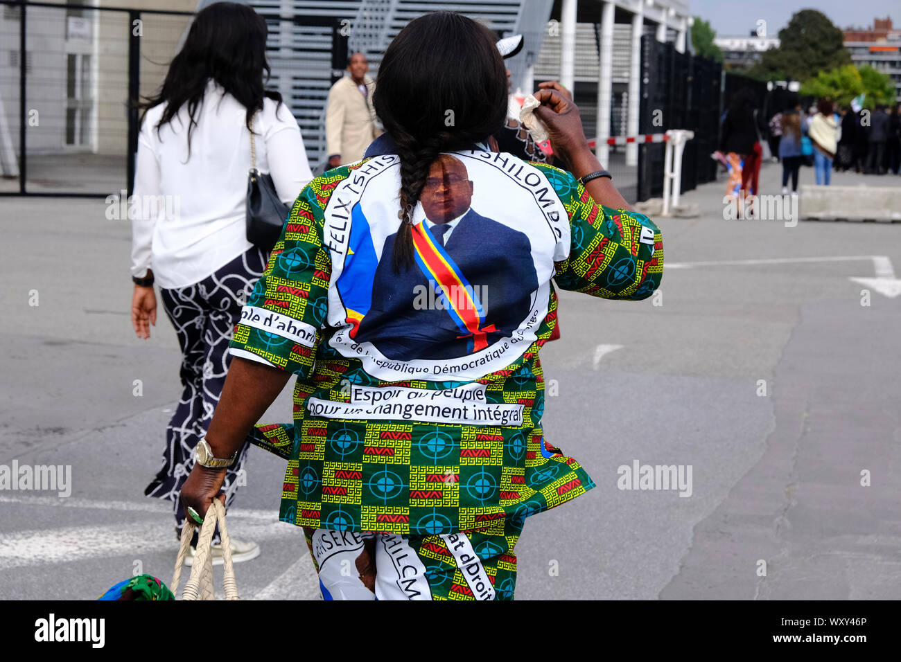 Brussels, Belgium. 18th September 2019. Supporters of Democratic Republic of Congo President Felix Tshisekedi gathered during a visit to the Congolese diaspora as part of the official visit of DR Congo President in Belgium. Credit: ALEXANDROS MICHAILIDIS/Alamy Live News Stock Photo