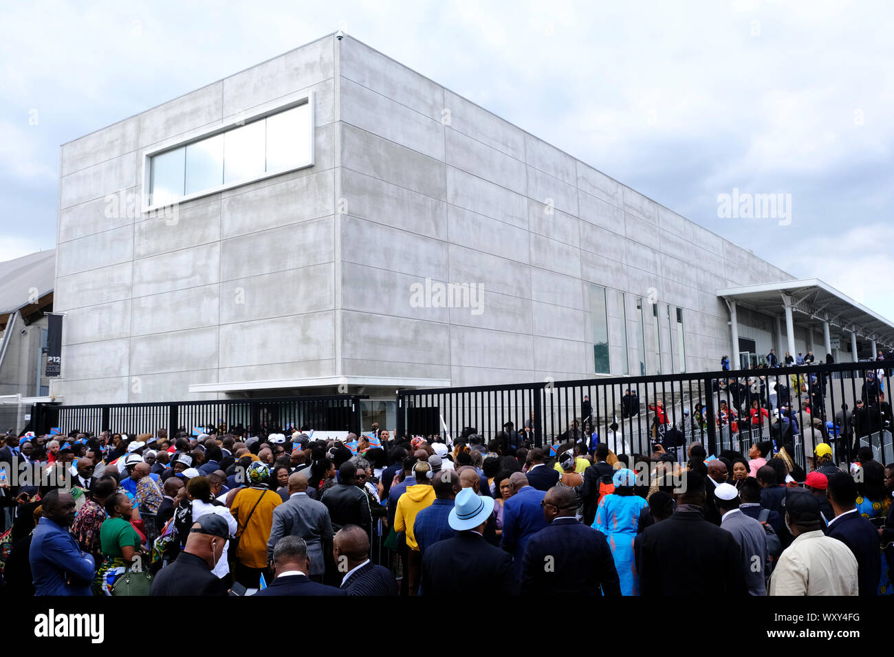 Brussels, Belgium. 18th September 2019. Supporters of Democratic Republic of Congo President Felix Tshisekedi gathered during a visit to the Congolese diaspora as part of the official visit of DR Congo President in Belgium. Credit: ALEXANDROS MICHAILIDIS/Alamy Live News Stock Photo