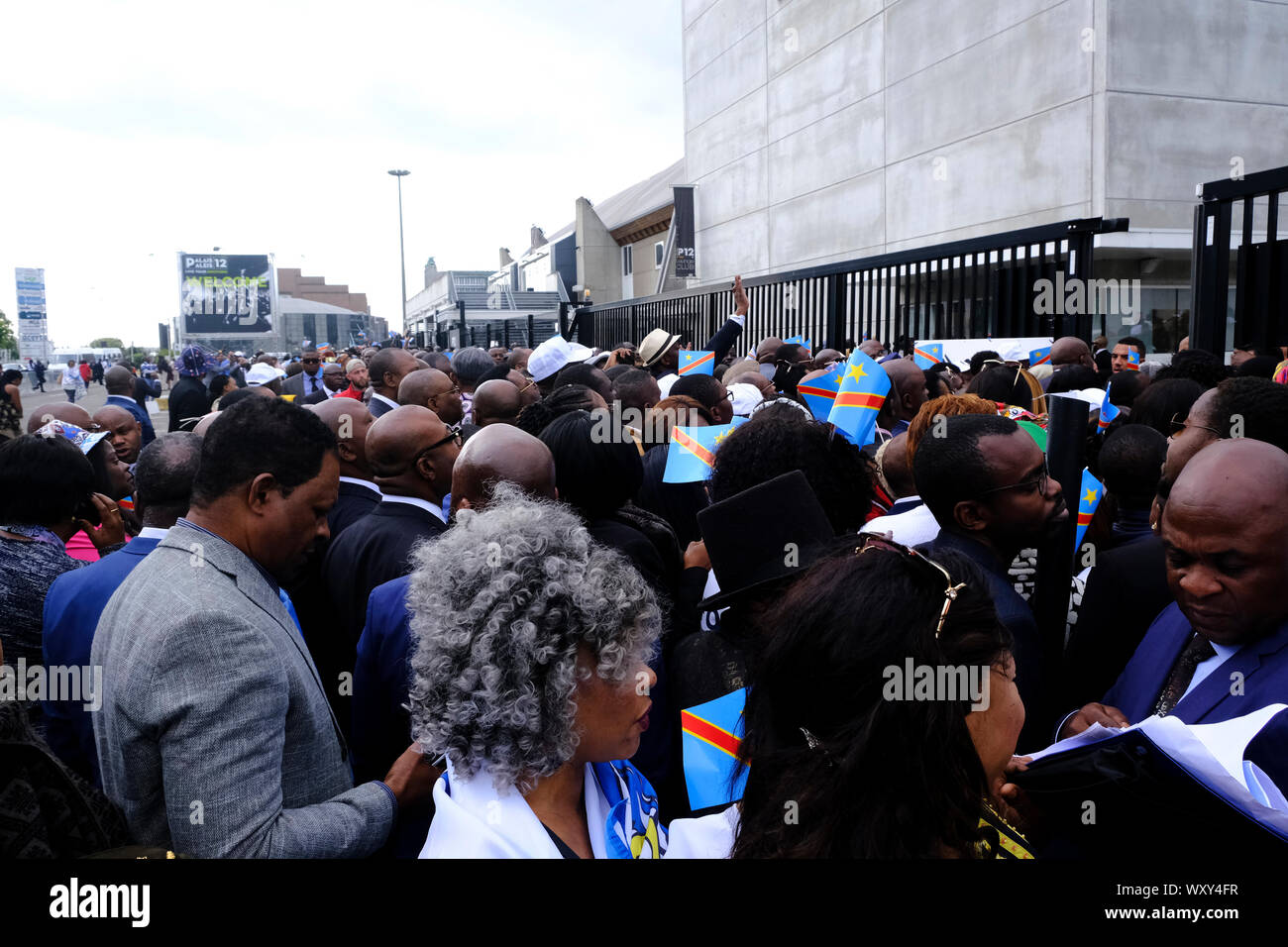 Brussels, Belgium. 18th September 2019. Supporters of Democratic Republic of Congo President Felix Tshisekedi gathered during a visit to the Congolese diaspora as part of the official visit of DR Congo President in Belgium. Credit: ALEXANDROS MICHAILIDIS/Alamy Live News Stock Photo