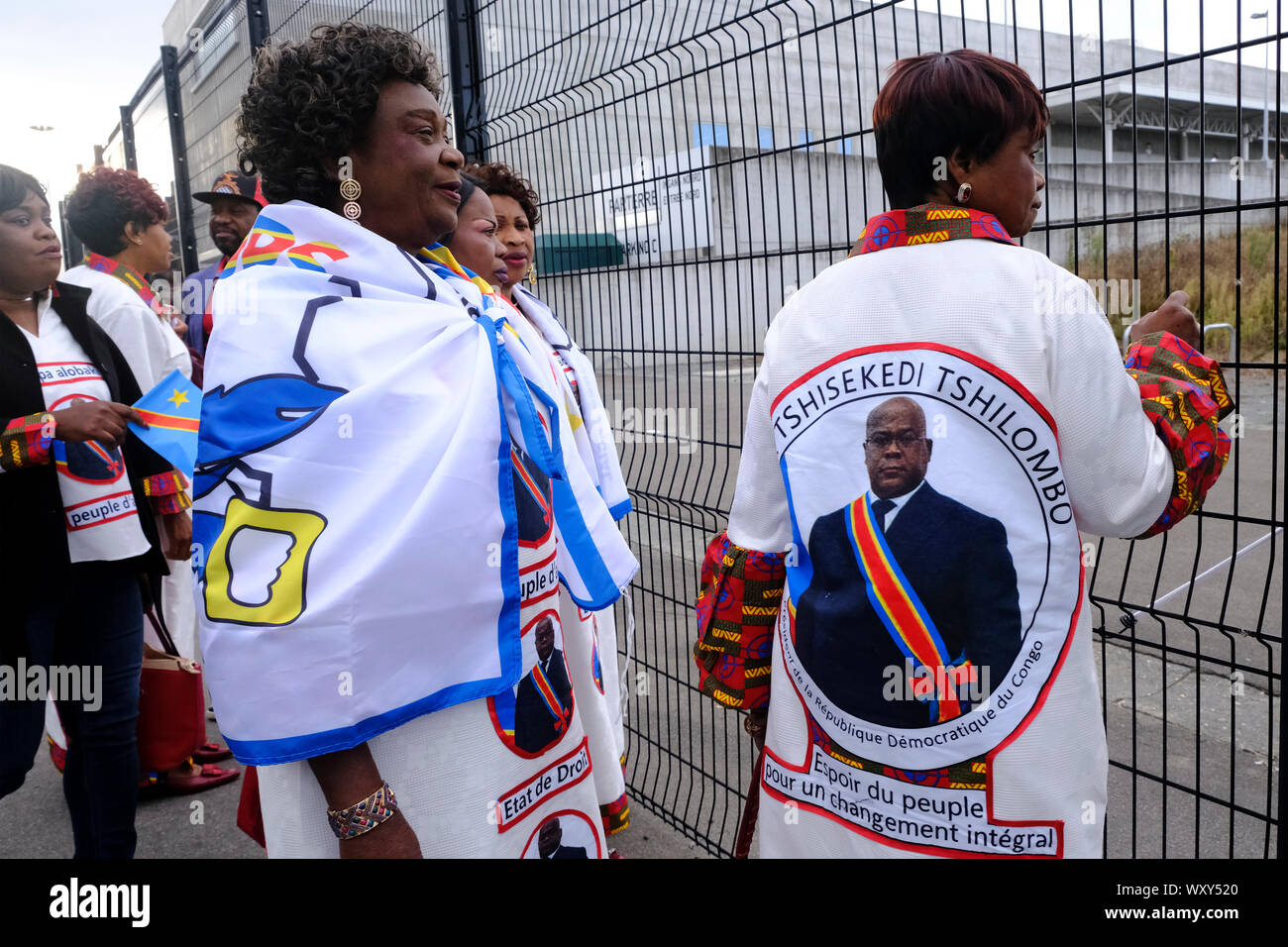 Brussels, Belgium. 18th September 2019. Supporters of Democratic Republic of Congo President Felix Tshisekedi gathered during a visit to the Congolese diaspora as part of the official visit of DR Congo President in Belgium. Credit: ALEXANDROS MICHAILIDIS/Alamy Live News Stock Photo