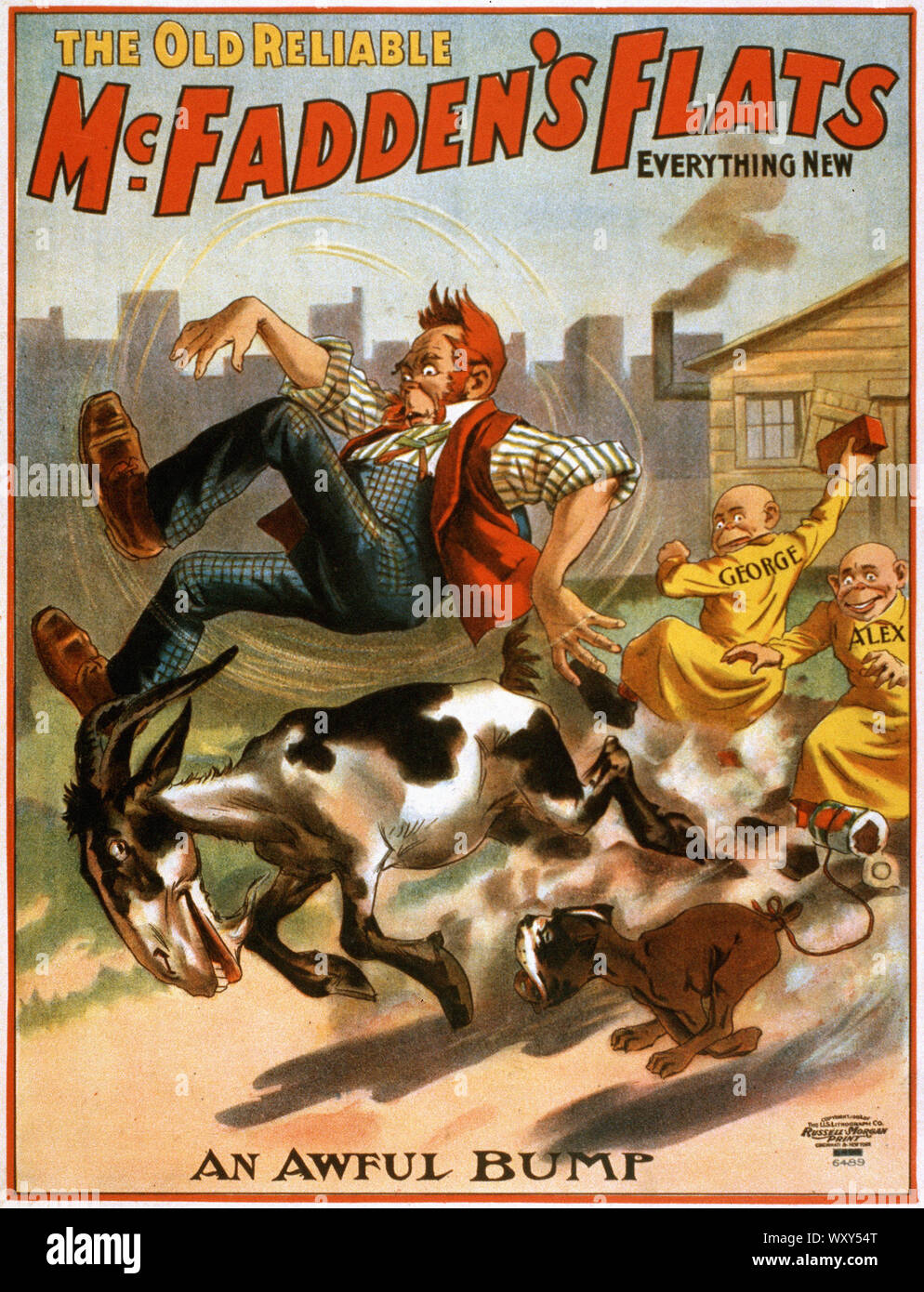 The Old Reliable Mcfaddens Flats Performance Poster 1902 - Vintage Advertising Poster, Victorian Era Stock Photo
