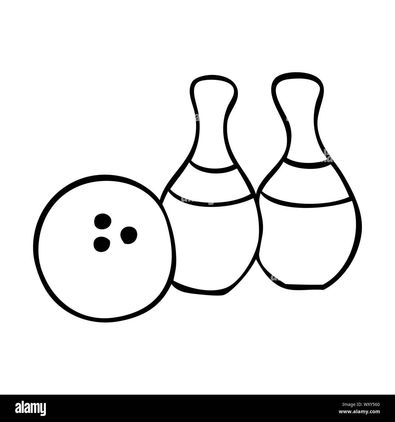 Black and white bowling ball and a pair of pins Stock Vector