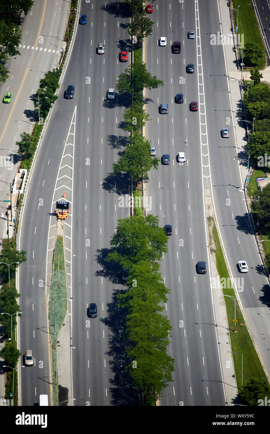cars driving along lake shore drive in chicago illinois united states of america Stock Photo