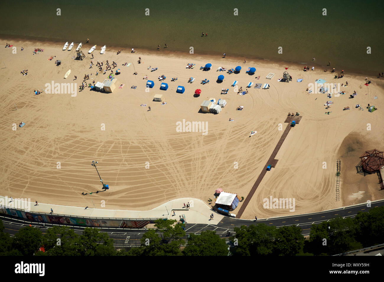 looking down at oak street beach chicago illinois united states of america Stock Photo