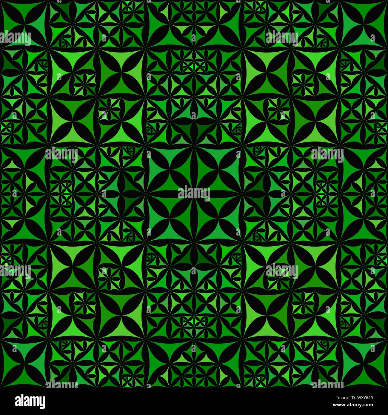Green Abstract Repeating Curved Shape Kaleidoscope Pattern