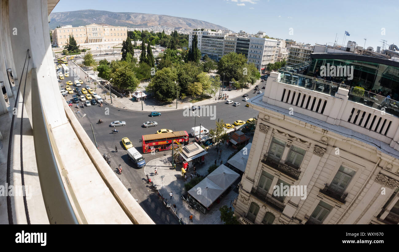 View of Syntagma square in the Greek capital, Athens. Stock Photo