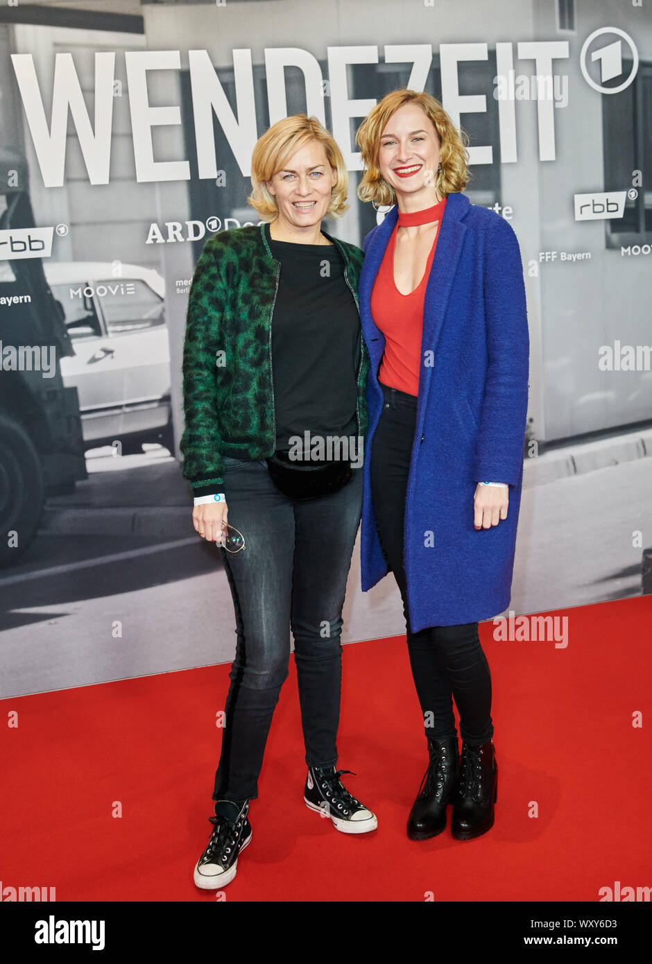 Berlin, Germany. 18th Sep, 2019. The actresses Gesine Cukrowski and Pia  Micaela Barucki (l-r) come to the premiere of the historical agent thriller  Wendezeit (broadcast on 2 October, 20.15, ARD). Credit: Annette