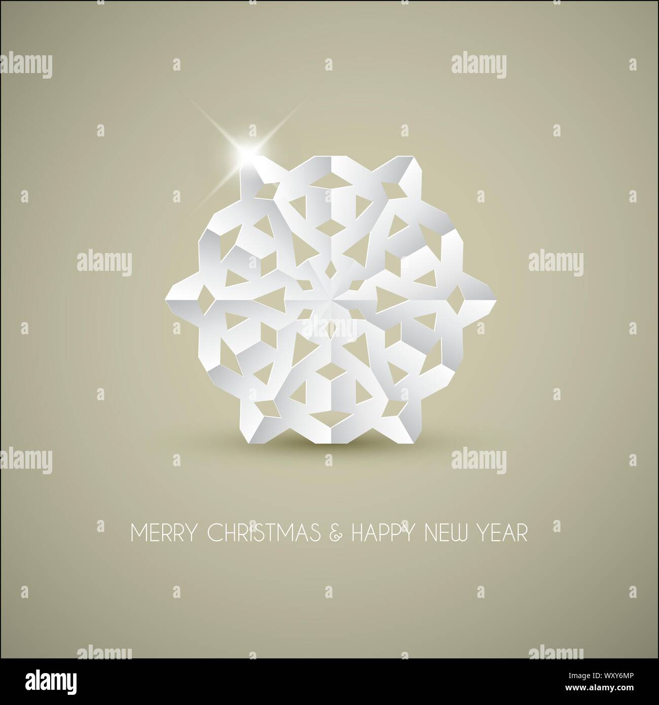 Vector white paper christmas snowflake on a light brown background ...
