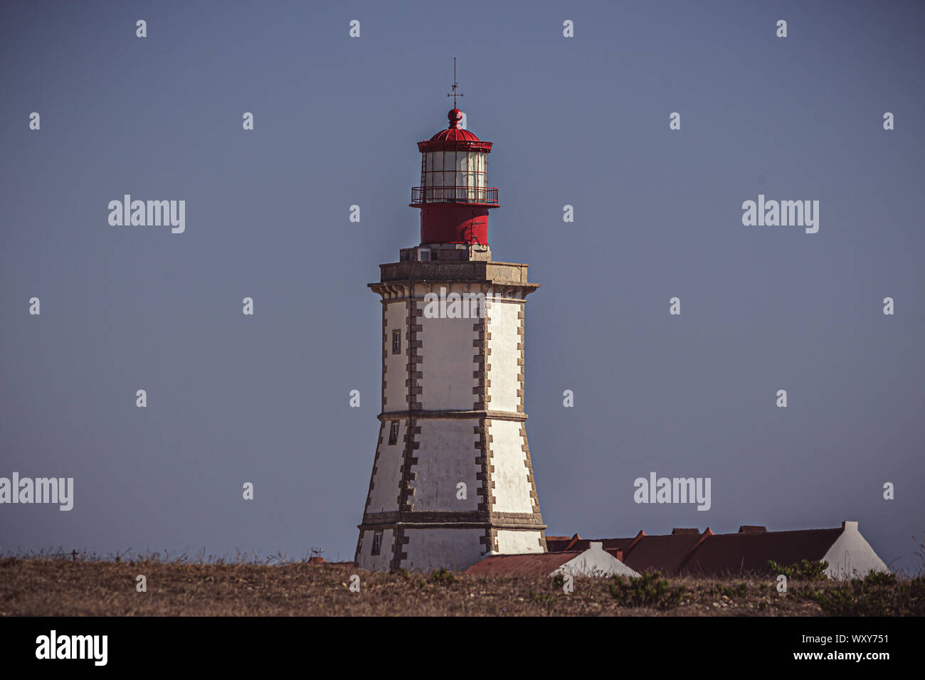 Cape Espichel Lighthouse, Sesimbra, Portugal Stock Photo