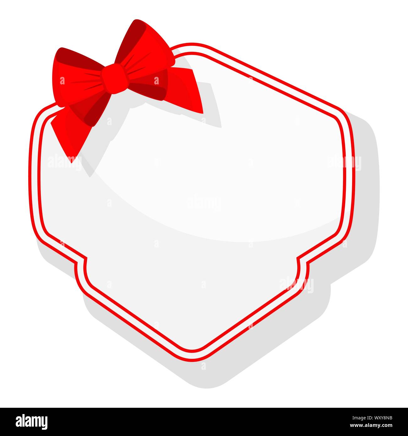 Small curly carved white card with a bright red bow Stock Vector Image &amp; Art - Alamy