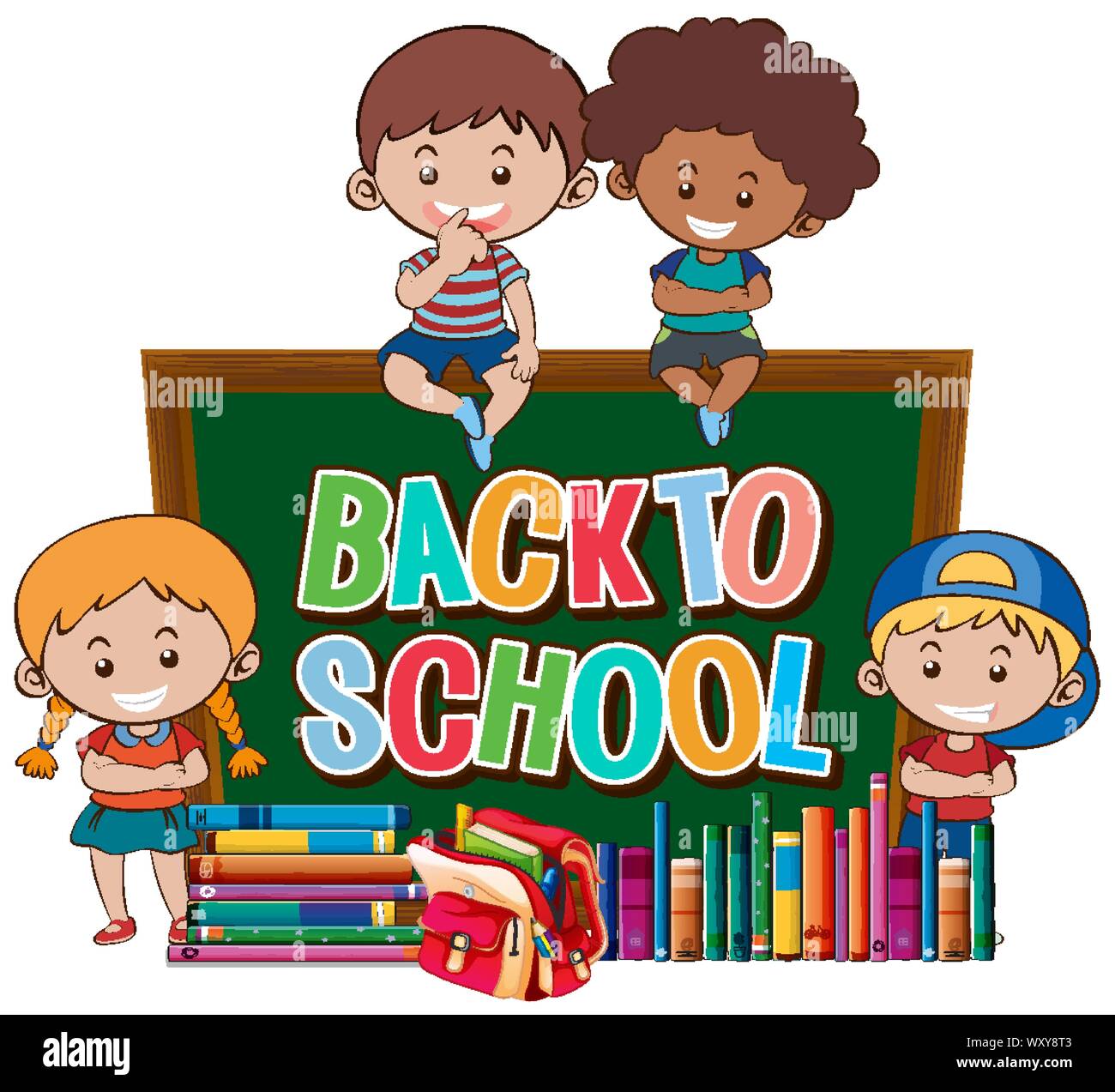 Back to school template with children illustration Stock Vector Image ...