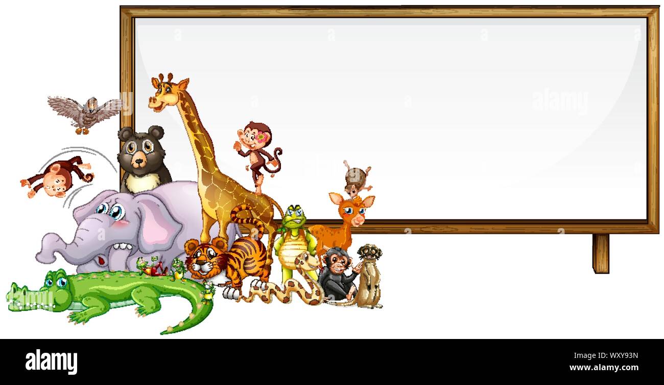 Border template with cute animals illustration Stock Vector Image &amp; Art ...