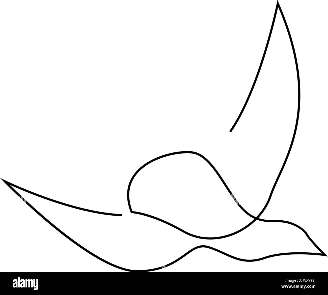 One line dove or pigeon flies design silhouette.Hand drawn minimalism style. Vector illustration Stock Vector