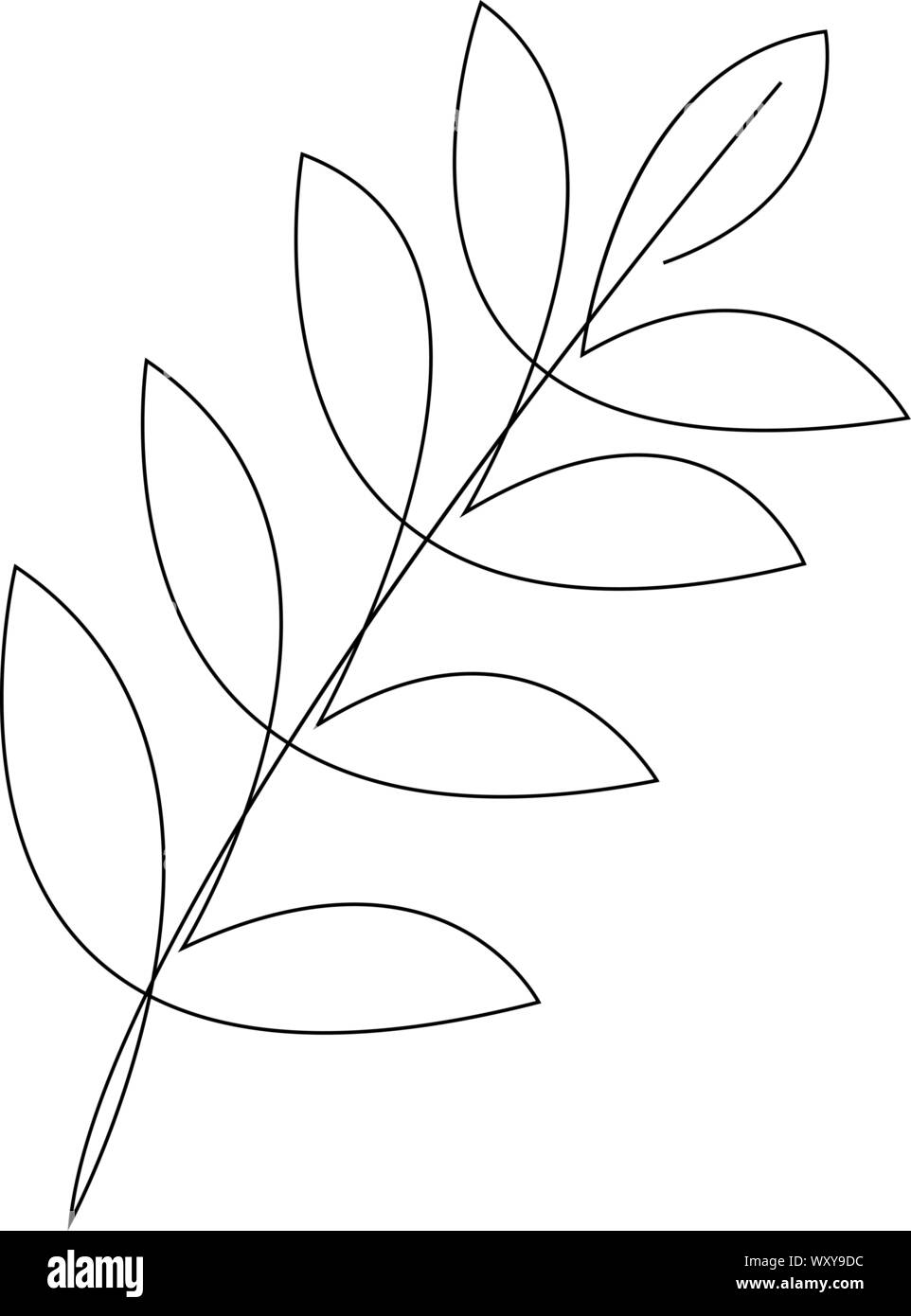 Autumn leaves one line drawing vector illustration Stock Vector