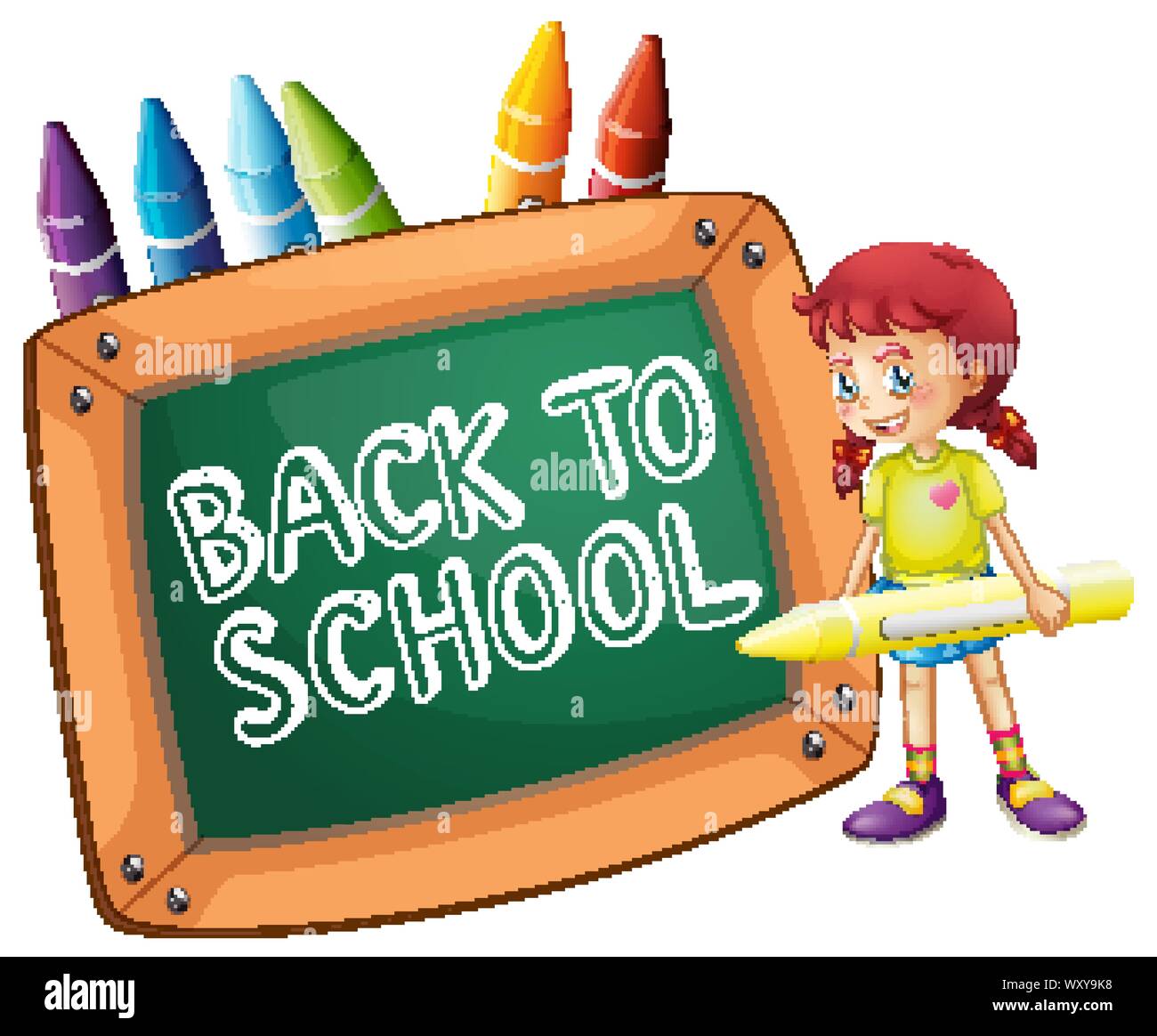 Back to school template with girl illustration Stock Vector Image & Art ...
