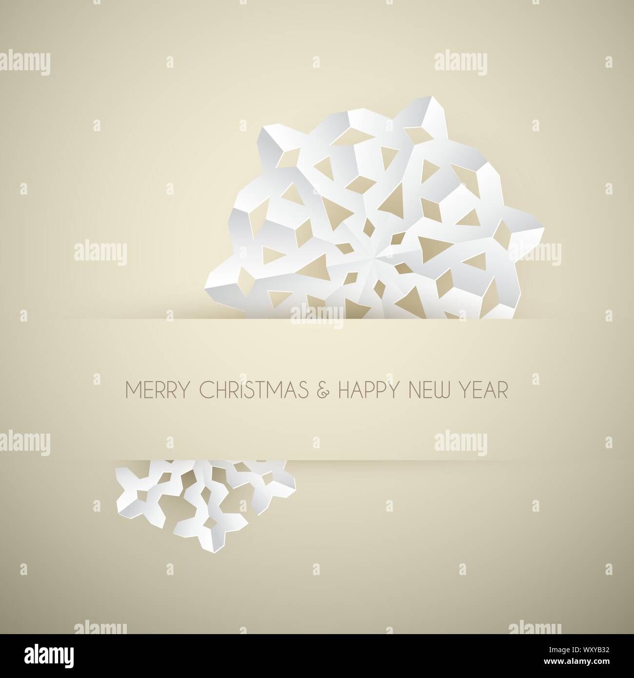 Vector white paper christmas snowflake on a golden light background ...