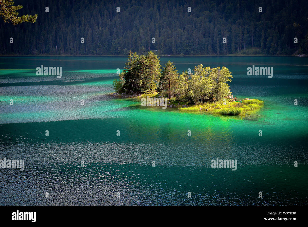 Insel beim Eibsee Stock Photo