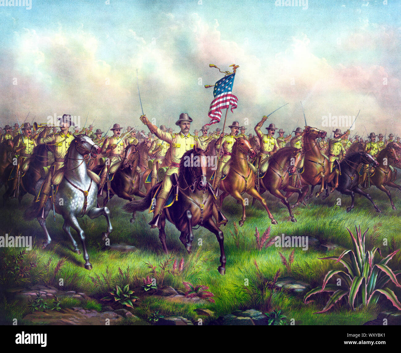 rough riders col theodore roosevelt u s v commander lithograph kurz allison 1899 stock photo alamy