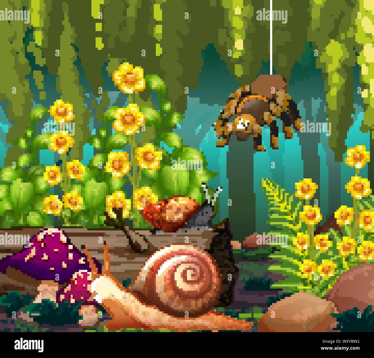 Background scene with nature theme illustration Stock Vector Image