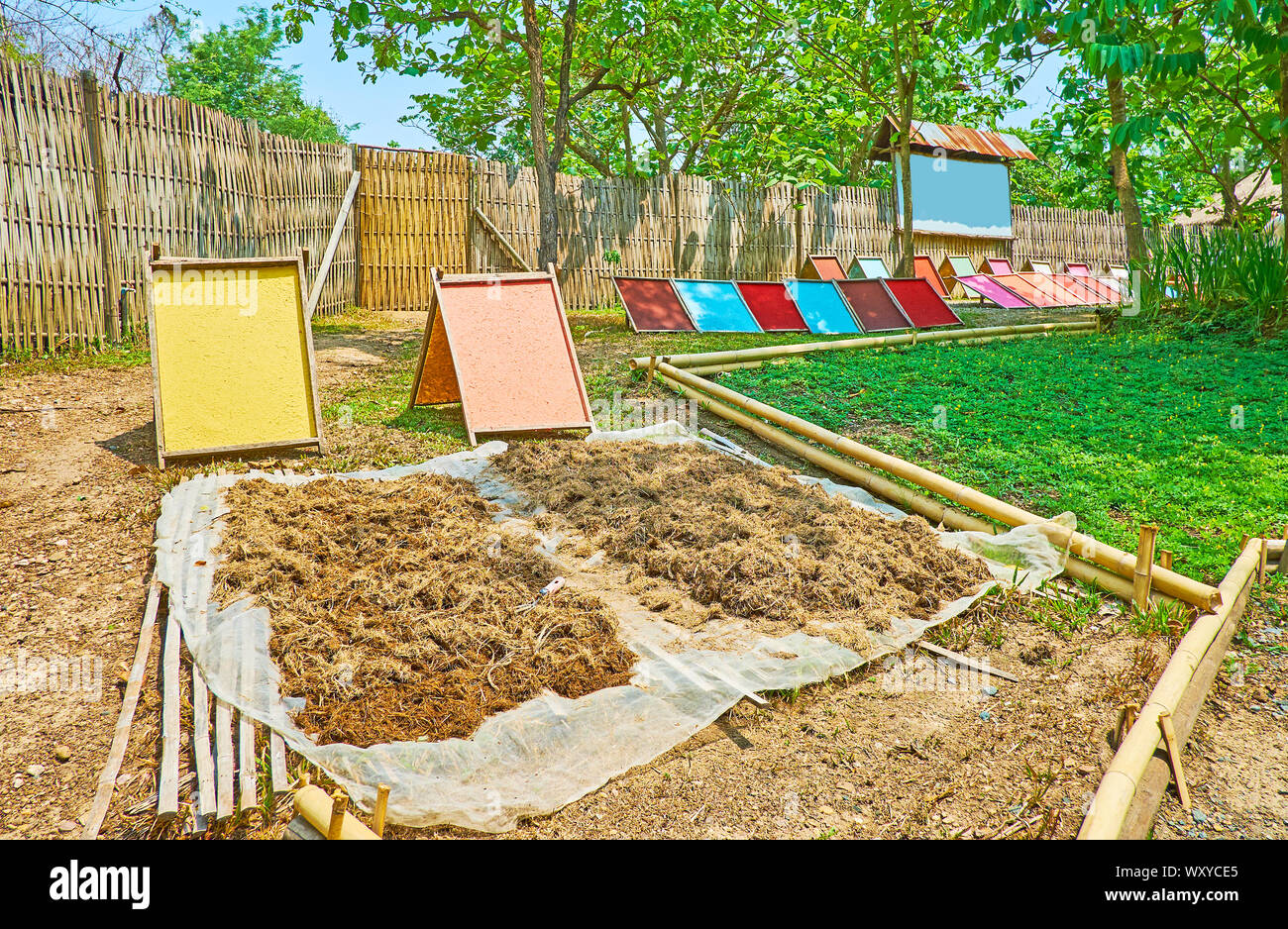 Poopoopaper The drying panels with colorful paper and paper fiber of elephant poop ...