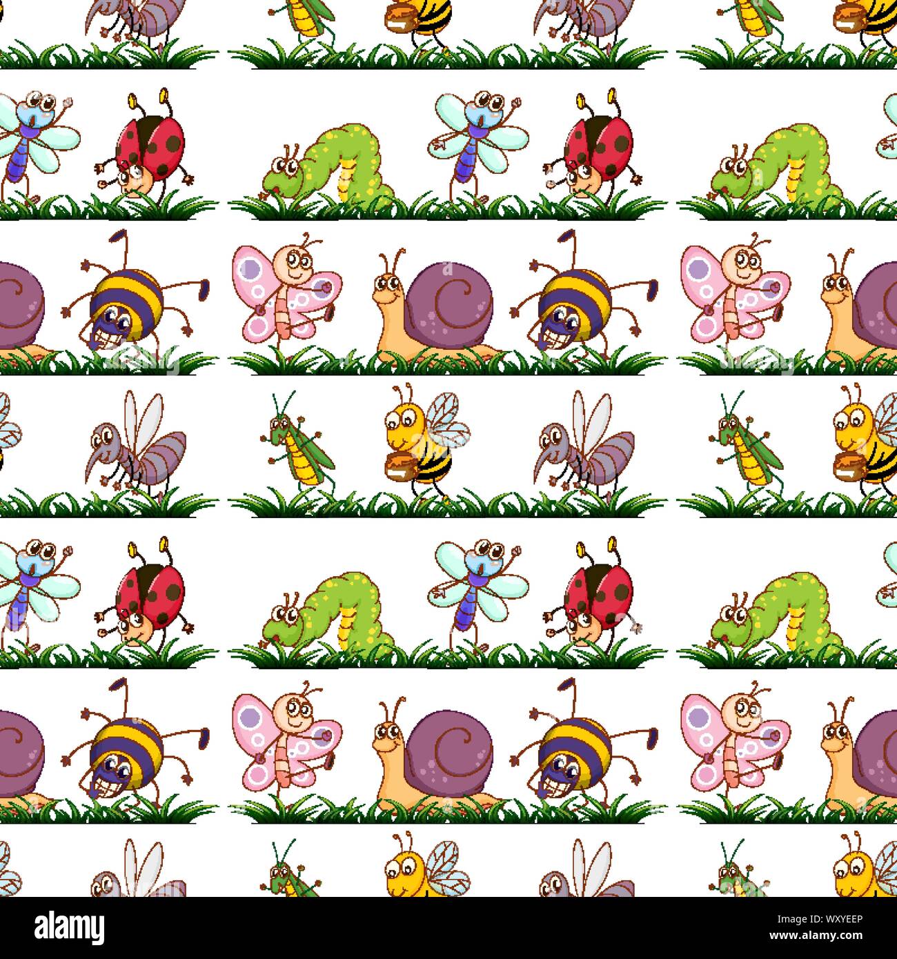Seamless pattern tile cartoon with insects illustration Stock Vector ...