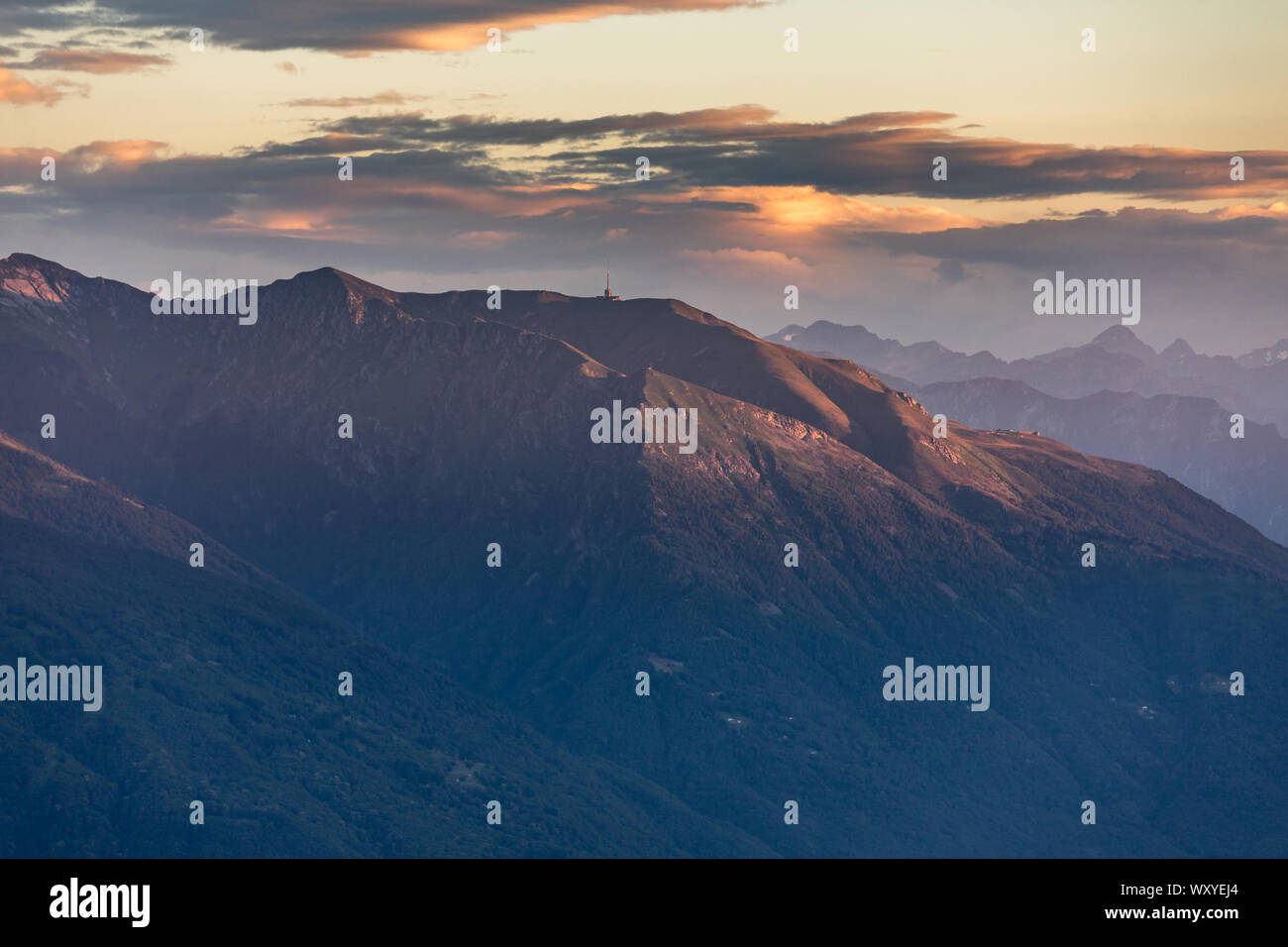 Panorama of Lake Lugano as seen from Sighignola Stock Photo