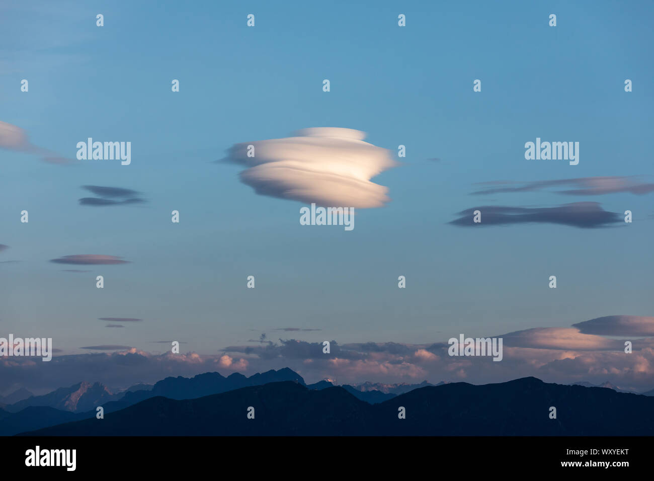 Panorama lenticular cloud Stock Photo