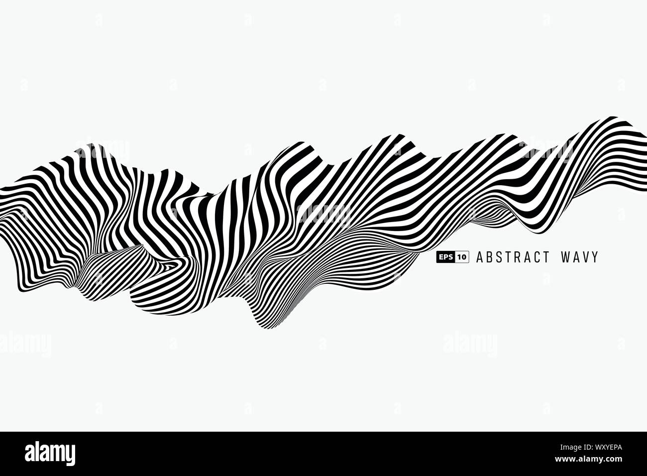 Abstract black and white minimal stripe line 3D decoration background