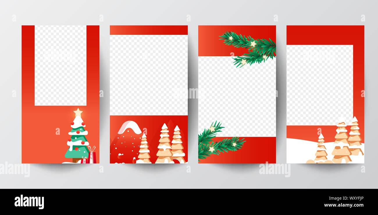 Background xmas design of christmas trees with gifts. Horizontal ...