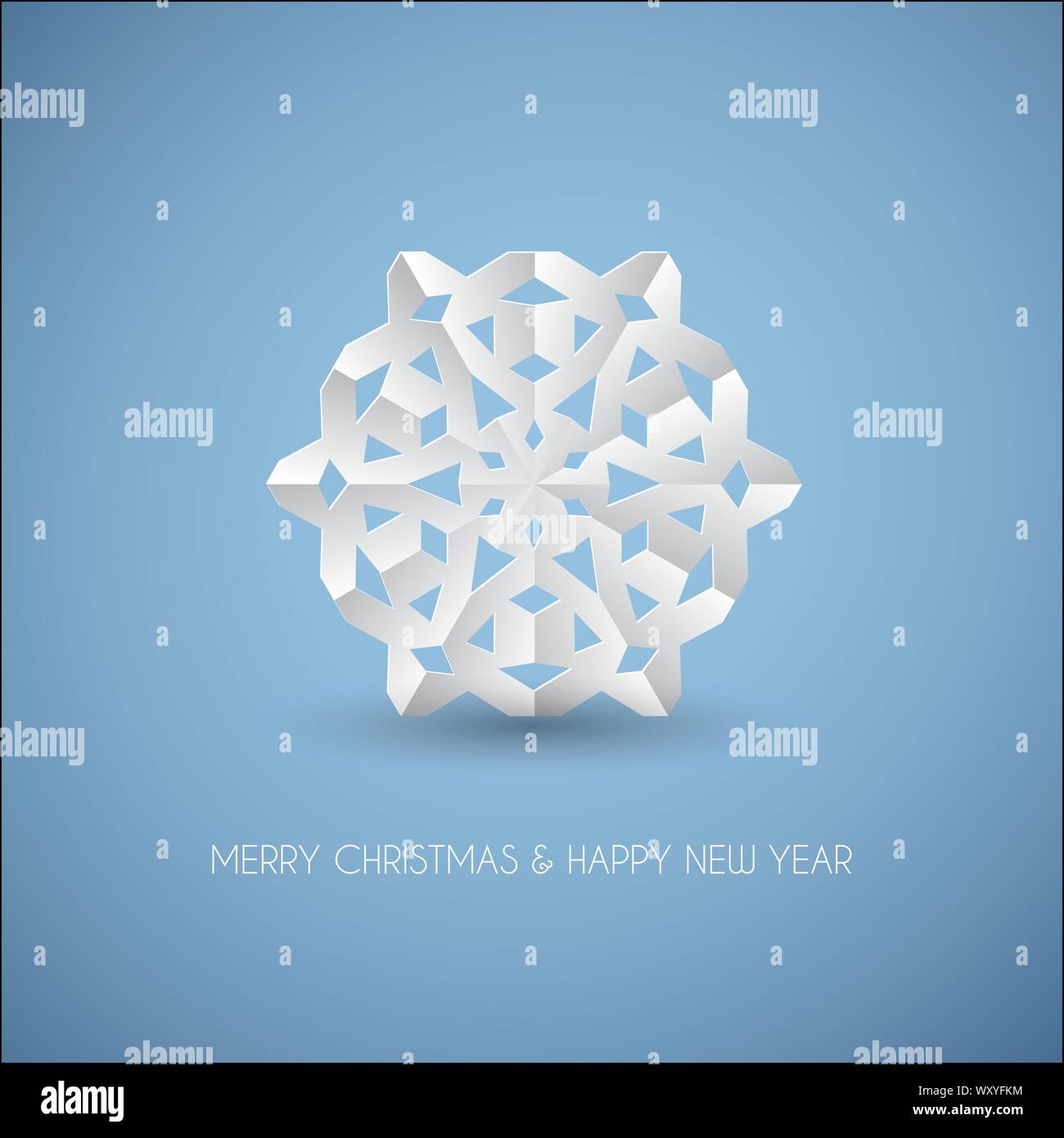 Vector white paper christmas snowflake on a light blue background Stock ...