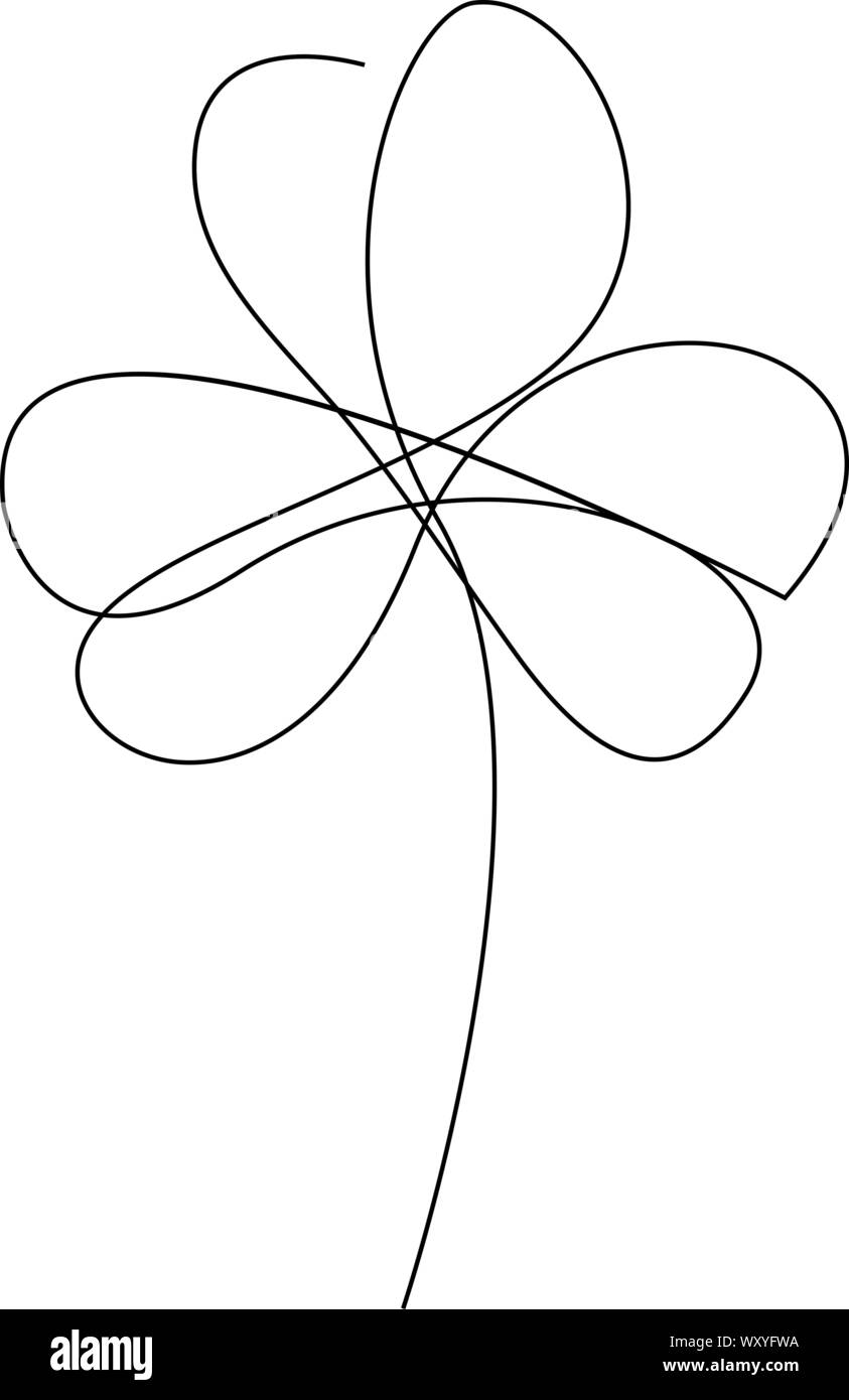 Minimal one line drawing of clover. Vector illustration Stock Vector