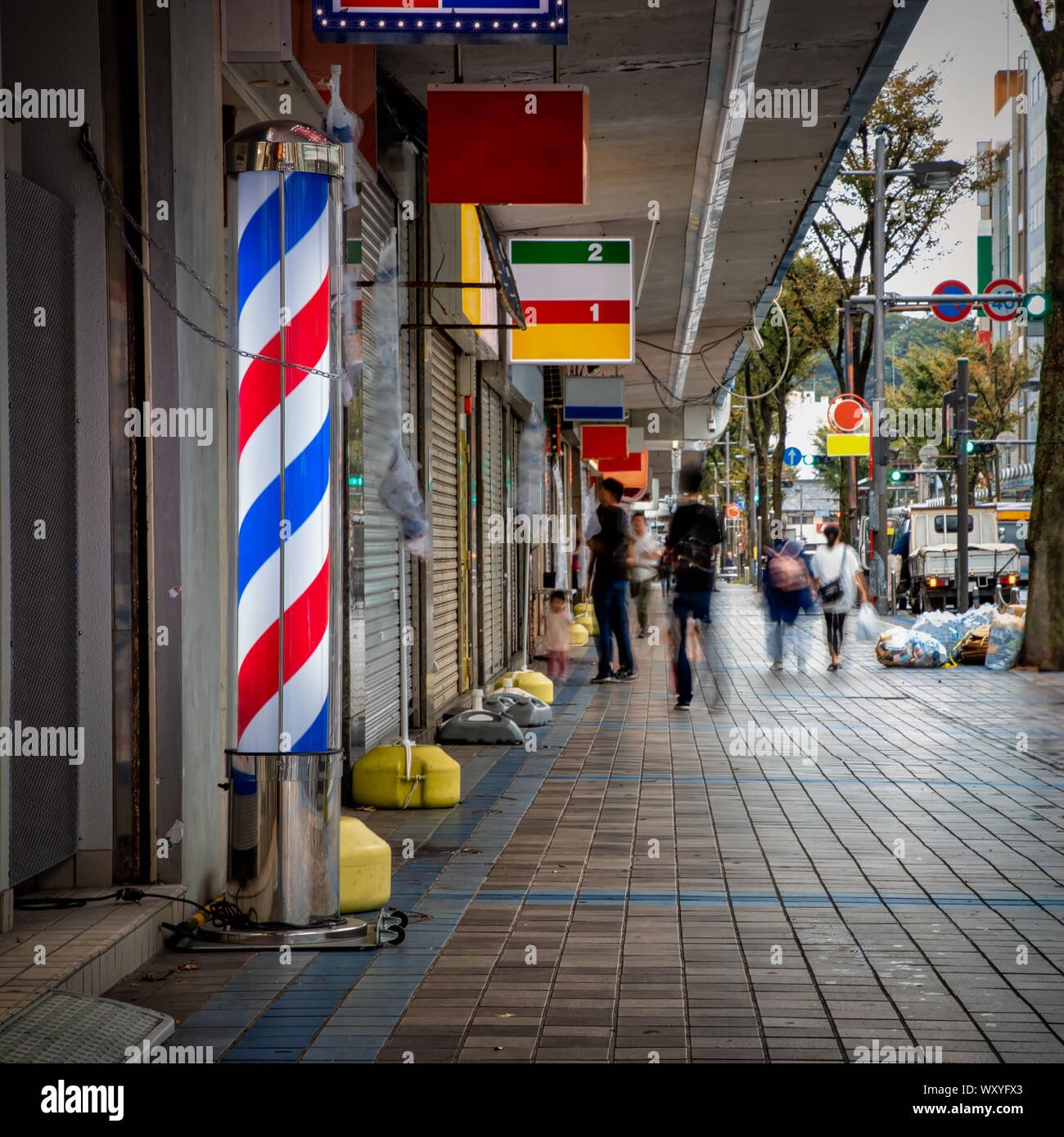 A barber shop on Blue Street in Yokosuka, Japan. Stock Photo