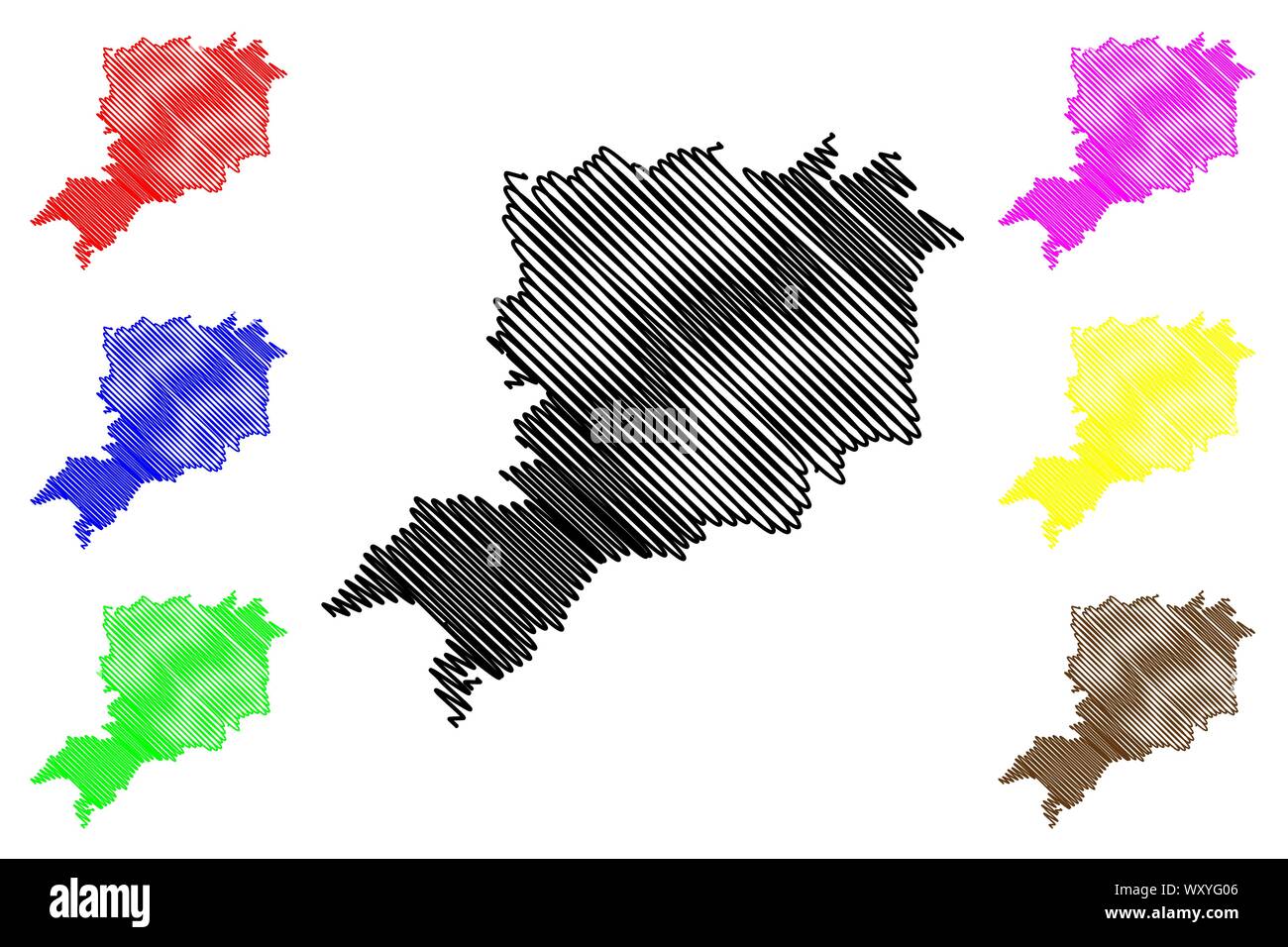 Vas County (Hungary, Hungarian counties) map vector illustration, scribble sketch Vas map Stock Vector