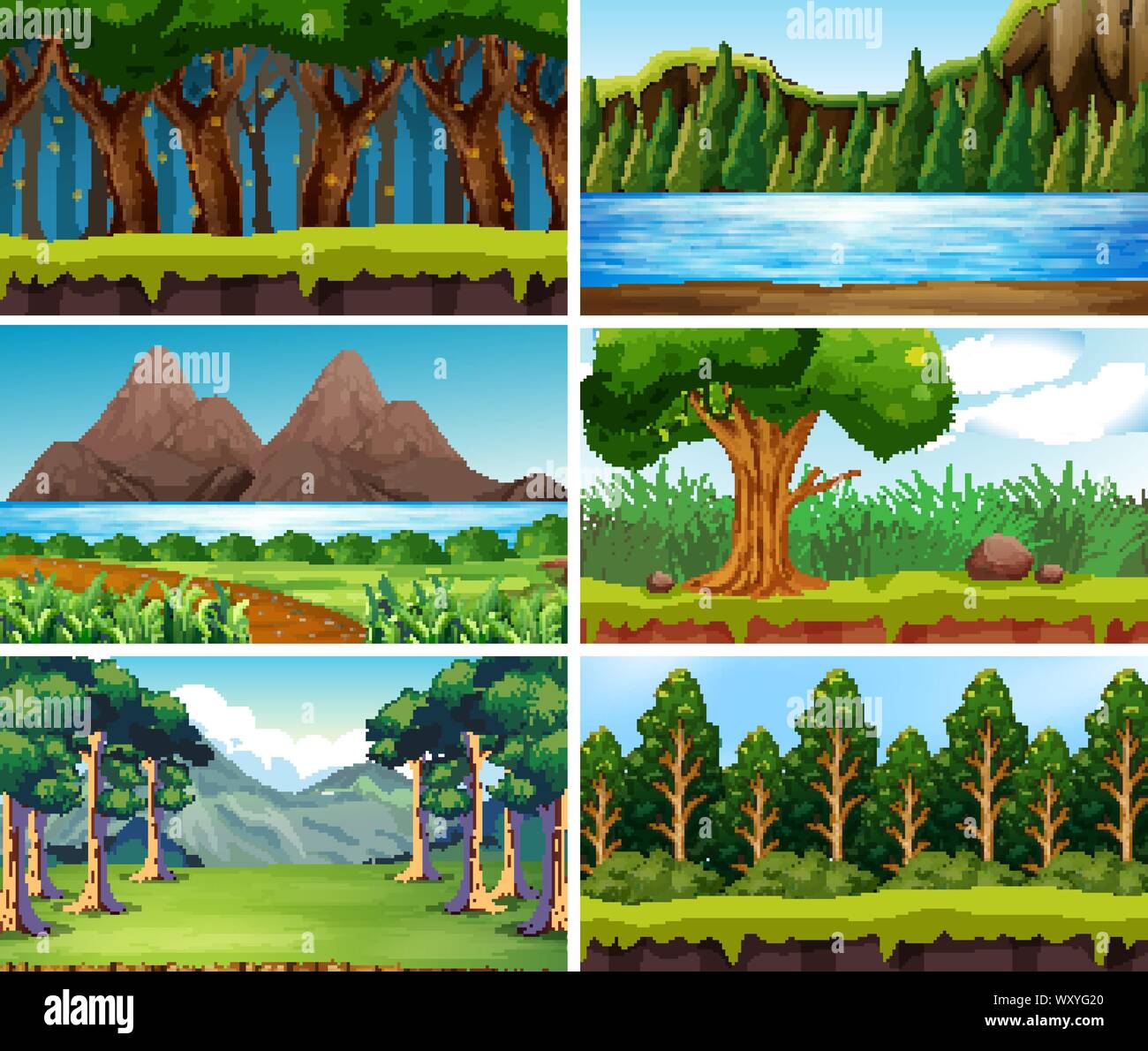 Empty, blank landscape nature scenes illustration Stock Vector Image ...